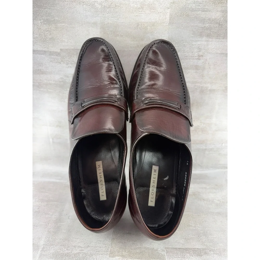 Florsheim Men Brown Leather Apron Toe Slip On Loafers Dress Shoes Sz 14D